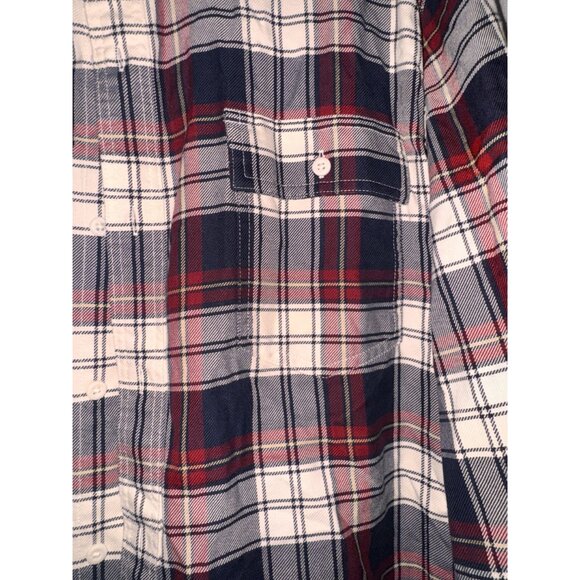 Mens Goodthreads Slim Fit Twill Plaid Button-Down Shirt XL Red & Navy - Picture 7 of 14